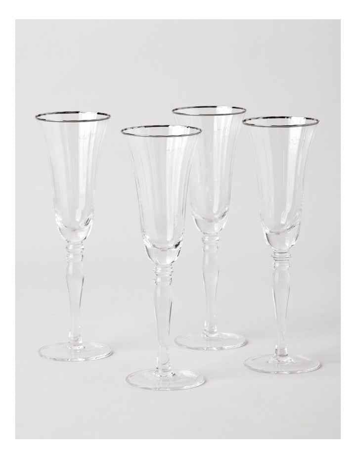 Gabrielle Champagne Glass Set of 4 in Silver