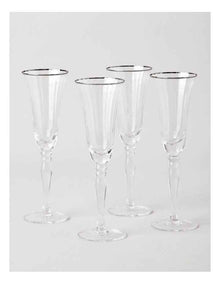 Gabrielle Champagne Glass Set of 4 in Silver