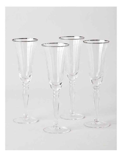 Gabrielle Champagne Glass Set of 4 in Silver