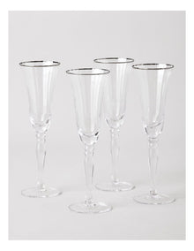 Gabrielle Champagne Glass Set of 4 in Silver