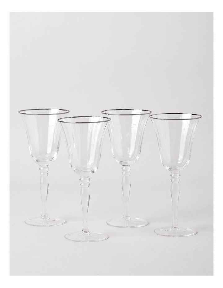 Gabrielle Wine Glass Set of 4 in Silver