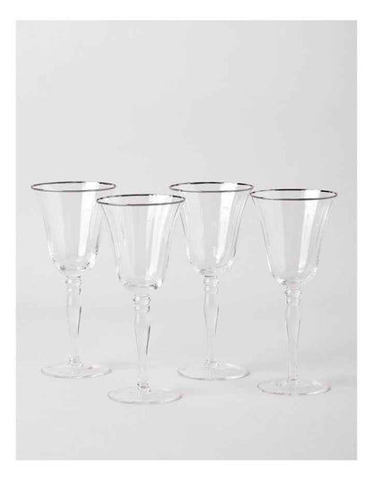 Gabrielle Wine Glass Set of 4 in Silver