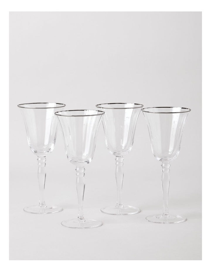 Gabrielle Wine Glass Set of 4 in Silver