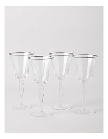 Gabrielle Wine Glass Set of 4 in Silver