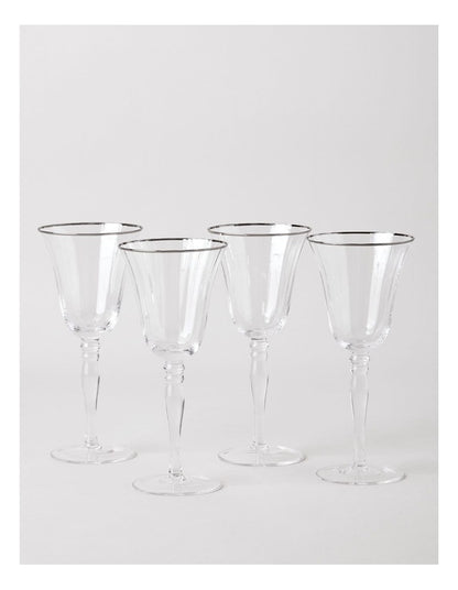Gabrielle Wine Glass Set of 4 in Silver