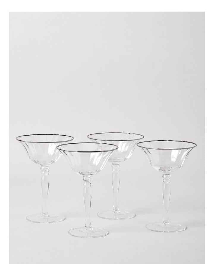 Gabrielle Coupe Glass Set of 4 in Silver