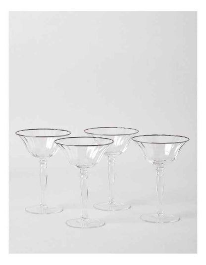 Gabrielle Coupe Glass Set of 4 in Silver