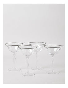 Gabrielle Coupe Glass Set of 4 in Silver