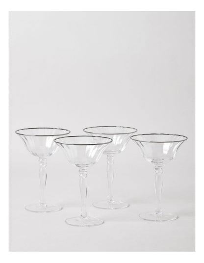 Gabrielle Coupe Glass Set of 4 in Silver