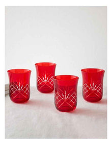 Traditional Christmas Tumbler Set of 4 in Red