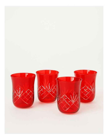 Traditional Christmas Tumbler Set of 4 in Red