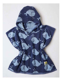 Hooded Whale Towel in Navy