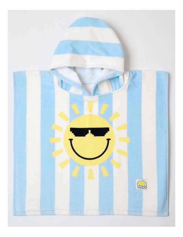 Hooded Stripe Sun Motif Towel in Blue