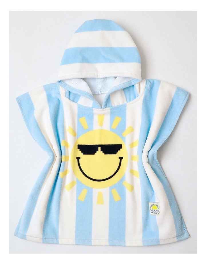 Hooded Stripe Sun Motif Towel in Blue