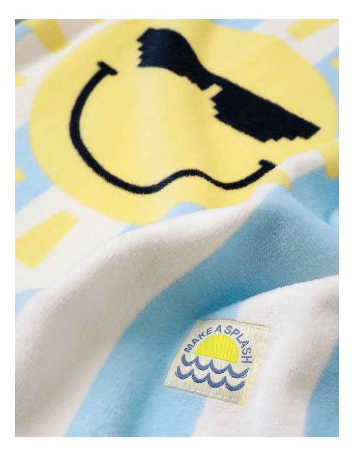 Hooded Stripe Sun Motif Towel in Blue