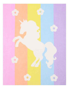 Girls Unicorn Flat Towel in Rainbow Stripe