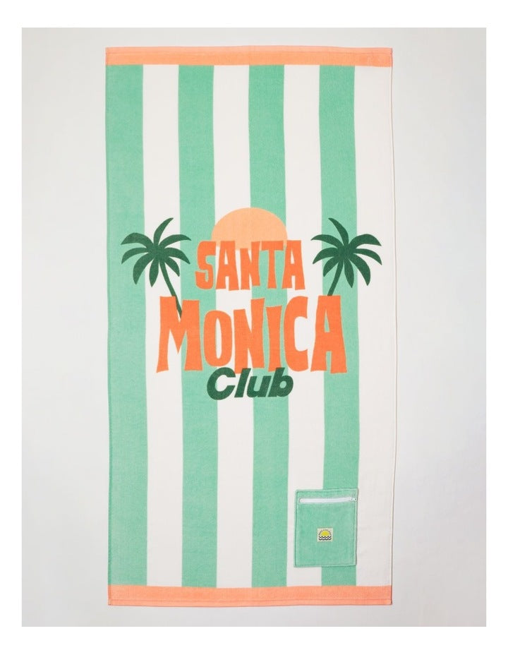 Santa Monica Stripe Printed Flat Towel in Multicoloured