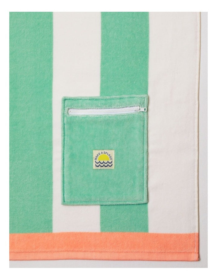 Santa Monica Stripe Printed Flat Towel in Multicoloured