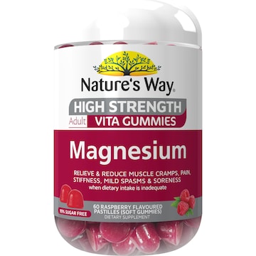 Nature's Way Extra Strength Magnesium Gummies Raspberry Flavour 60 pack