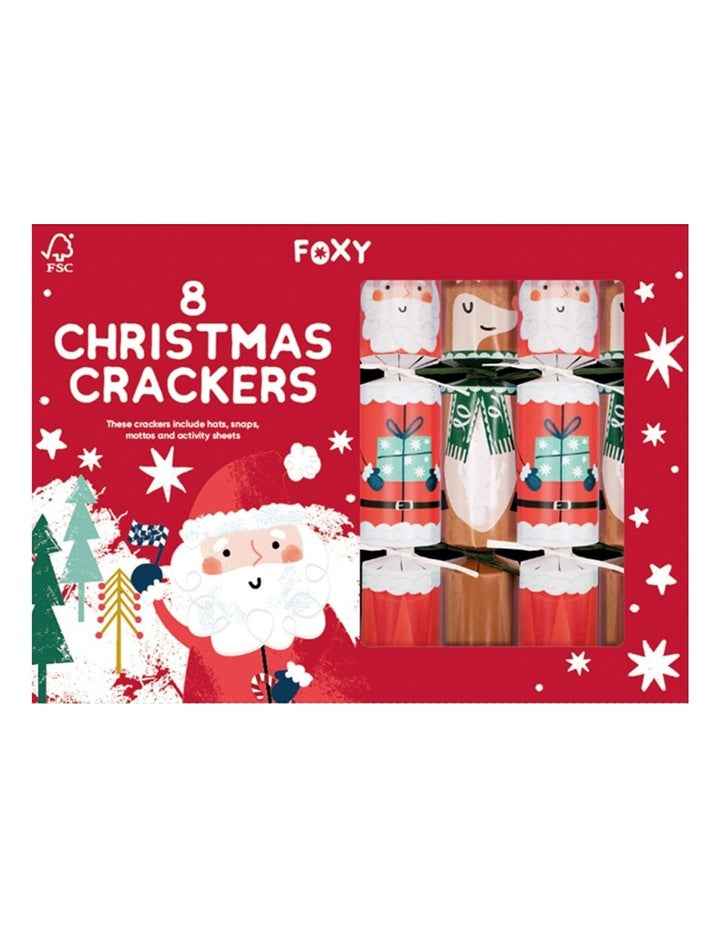 Santa & Reindeer FSC 8 Pack Crackers 25 cm in Red