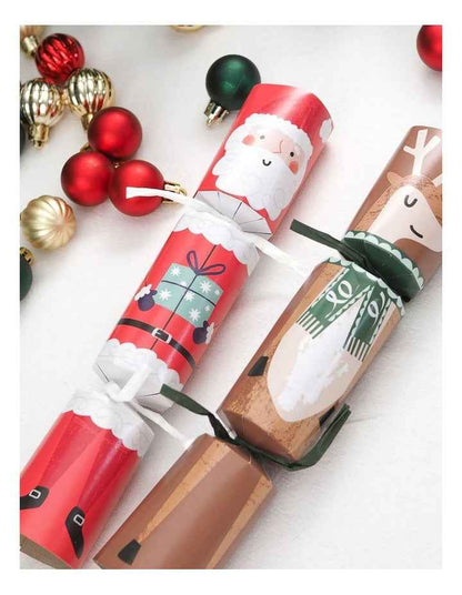 Santa & Reindeer FSC 8 Pack Crackers 25 cm in Red