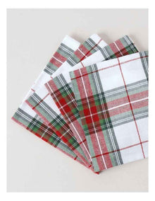 Tartan Napkin Set of 4 in White