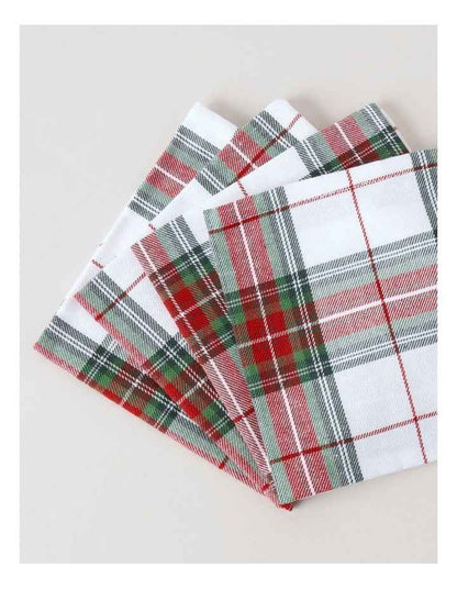 Tartan Napkin Set of 4 in White