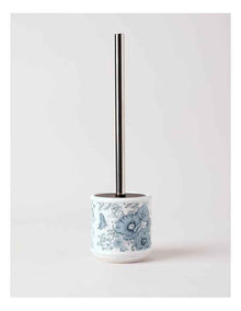 Toile Toilet Brush Holder in Blue