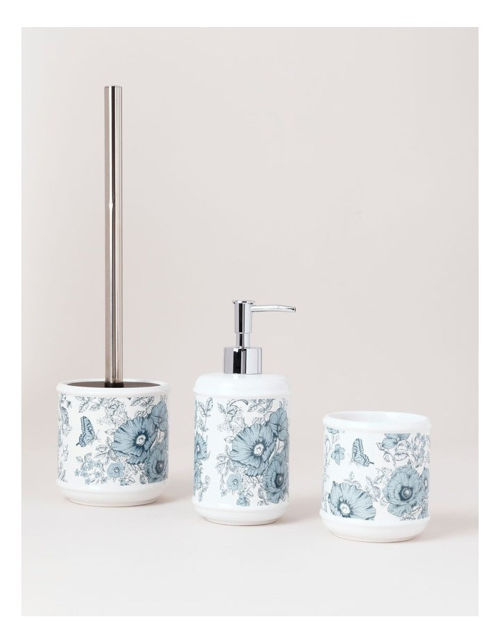 Toile Toilet Brush Holder in Blue