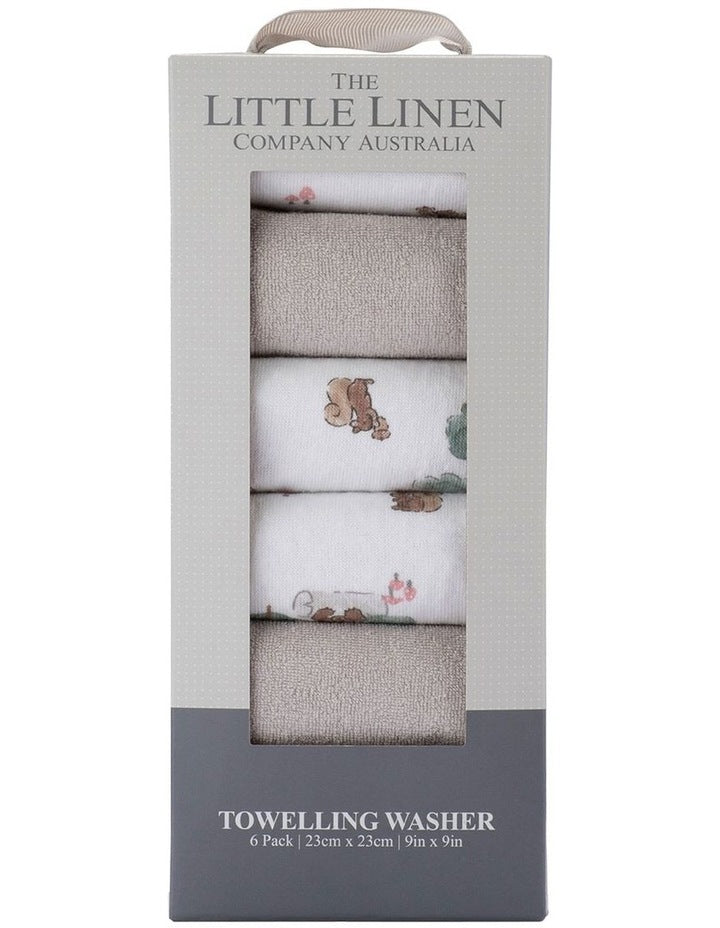 Willow Bear Towelling Wash Cloth 6 Pack in Multi