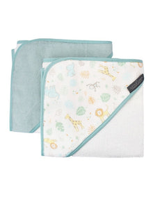 Savannah Giraffe Hooded Towel 2 Pack in Blue
