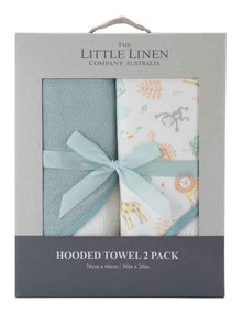 Savannah Giraffe Hooded Towel 2 Pack in Blue