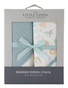 Savannah Giraffe Hooded Towel 2 Pack in Blue