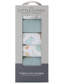 Savannah Giraffe Towelling Wash Cloth 6Pack in Blue