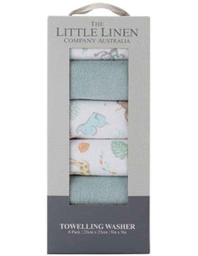 Savannah Giraffe Towelling Wash Cloth 6Pack in Blue