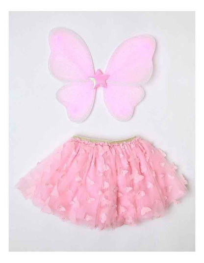 Rainbow Wings and Skirt Set in Pink