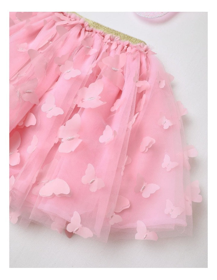 Rainbow Wings and Skirt Set in Pink