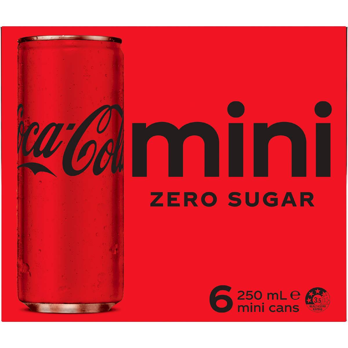 Coca-Cola Zero Sugar Soft Drink Mini Cans 6 x 250ml