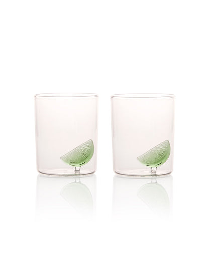Gin & Tonic 450ml Glasses Set of 2 Clear Green