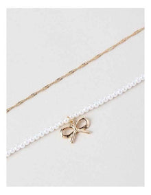 Pearl Bow Layered Necklace in Ivory