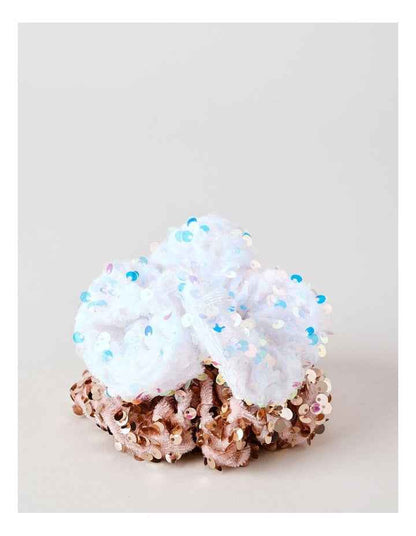 2Pk Scrunchie Sequins in Silver & Pink