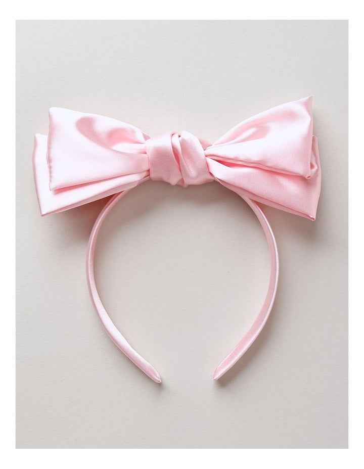 Oversized Bow Satin Headband in Pink