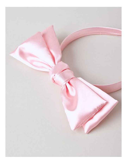 Oversized Bow Satin Headband in Pink