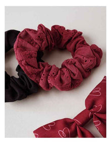 Oversized Bow Scrunchie with Mini Scrunchies in Red