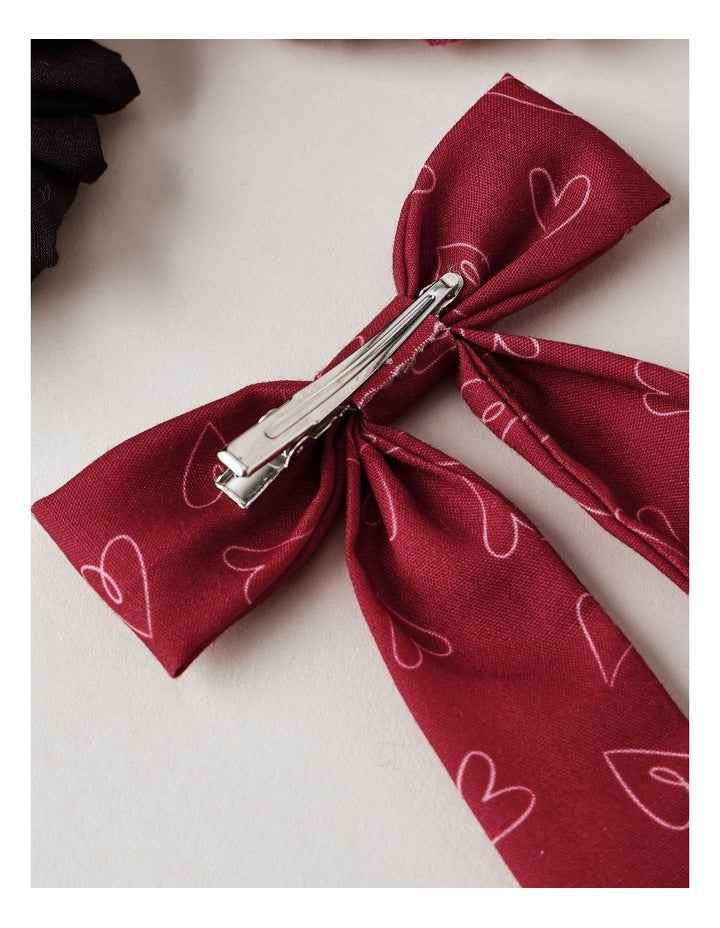Oversized Bow Scrunchie with Mini Scrunchies in Red
