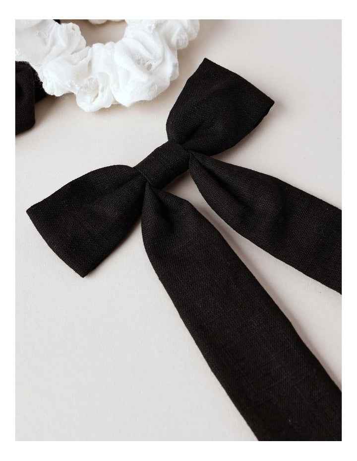 Oversized Bow Scrunchie with Mini Scrunchies in Black