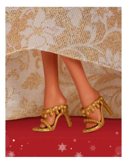 2025 Holiday Barbie Dark Brown Hair with Silver & Gold Gown Doll