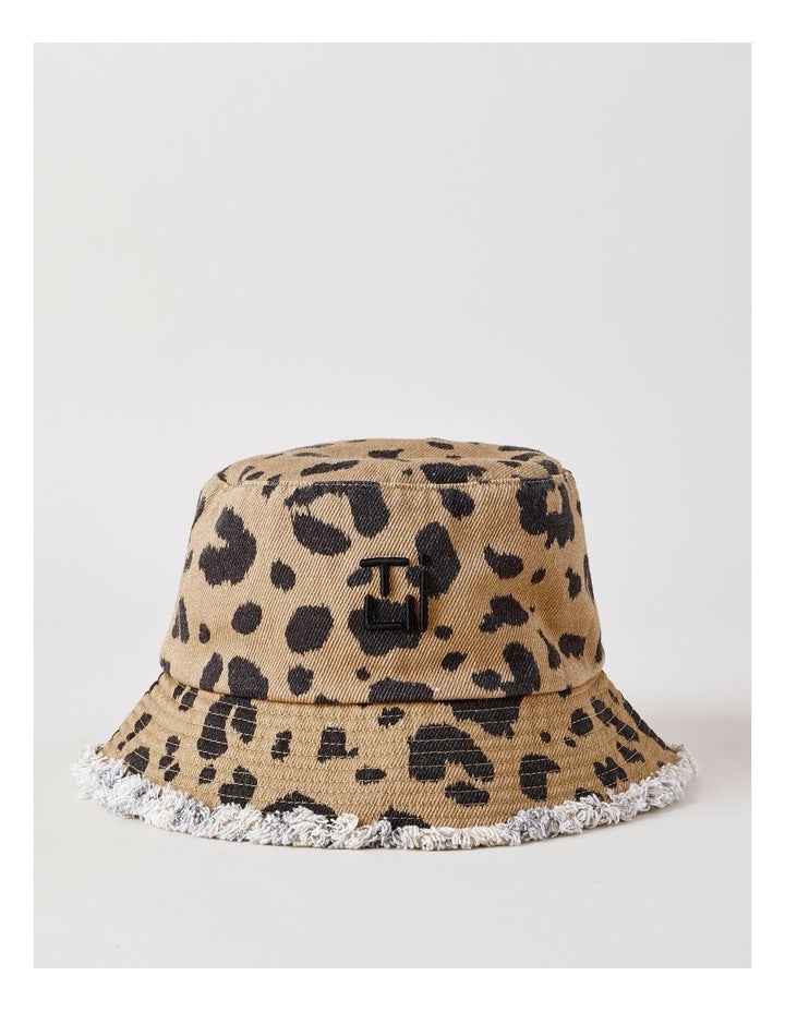 Washed Leopard Print Bucket Hat in Leopard