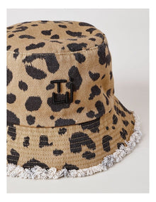 Washed Leopard Print Bucket Hat in Leopard