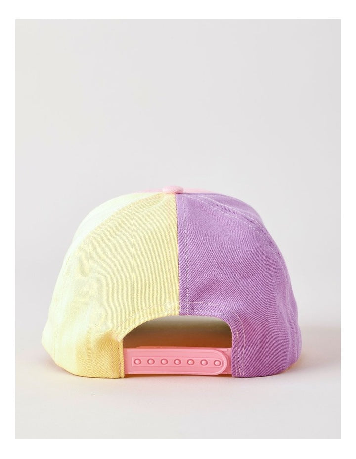Girls Pastel Colourblock Cap with Sequin Heart in Multi
